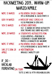 Locandina warmup fiorentini di marzo ed aprile